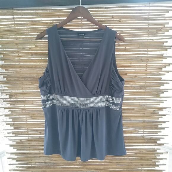 Torrid 2X Black Crossover Sleeveless Formal Top Plus - Picture 1 of 5